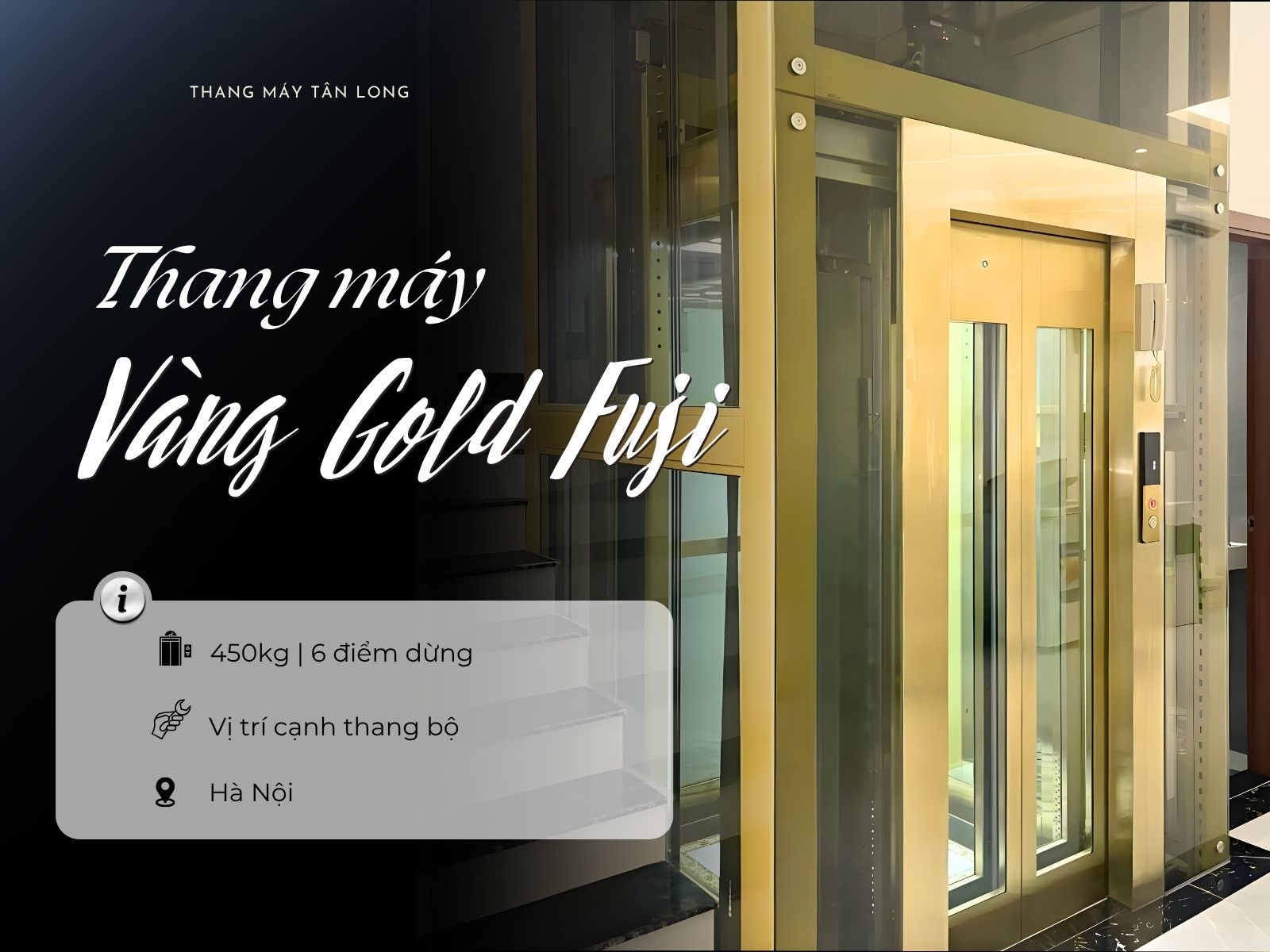 Thang máy kính vàng Fuji sang trọng, đẳng cấp