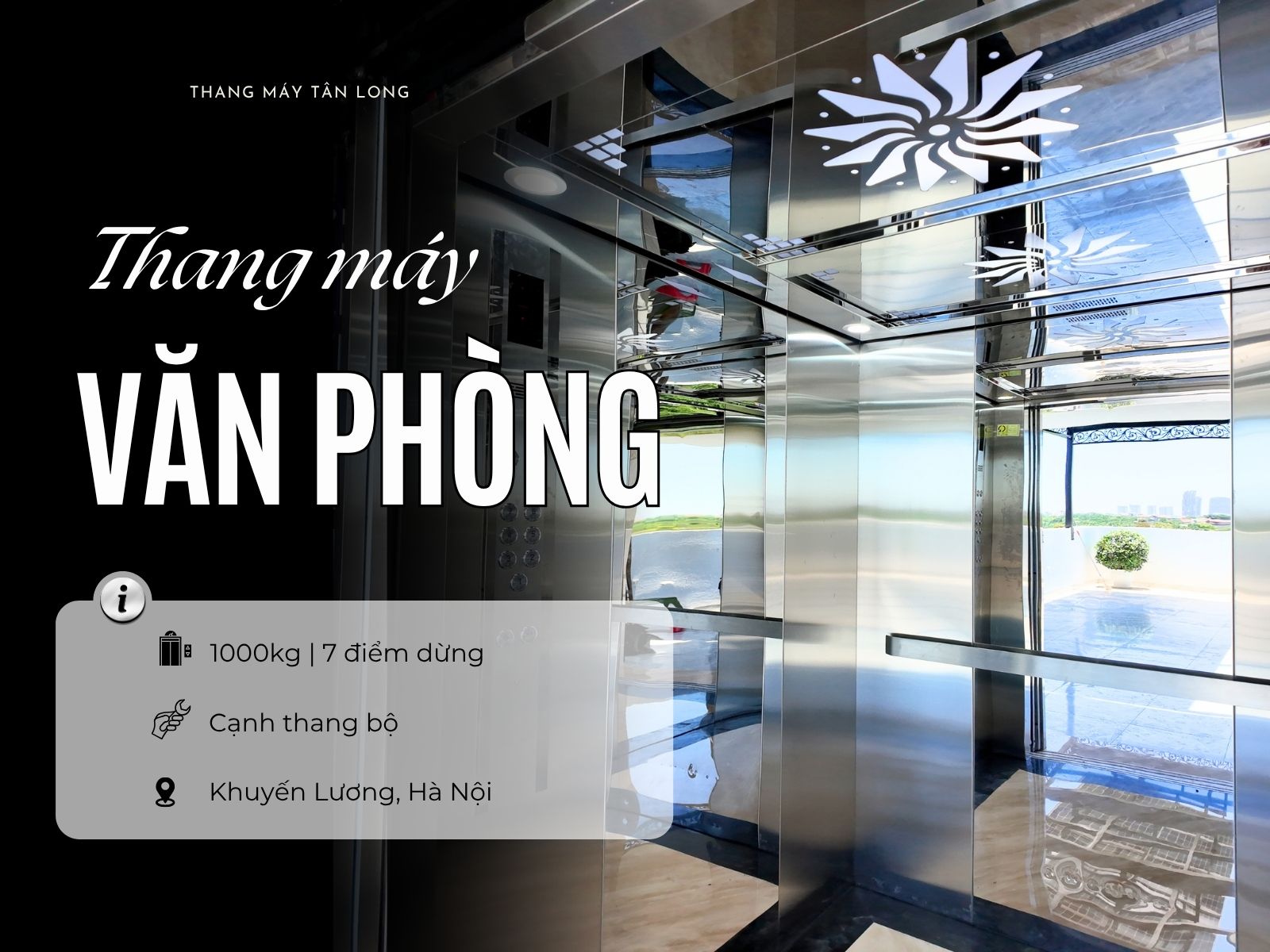 Thang máy inox bền đẹp dành cho văn phòng công ty tại Hà Nội